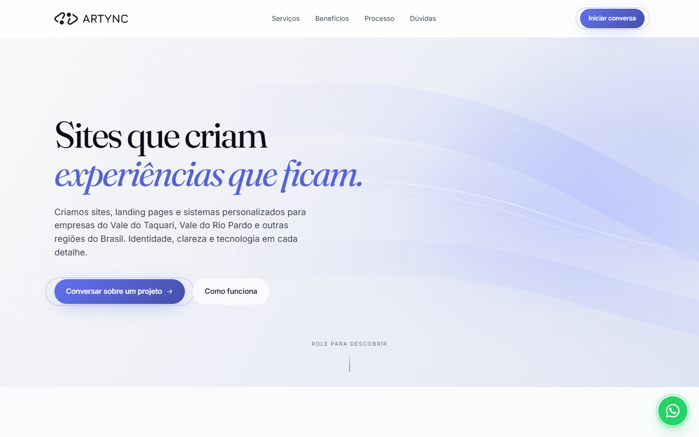 Site Artync em um navegador desktop