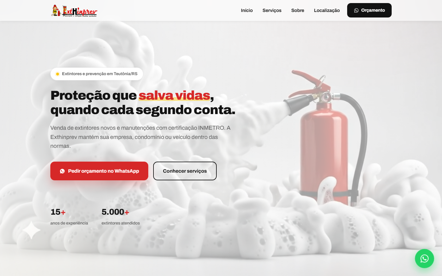 Site Exthinprev em um navegador desktop