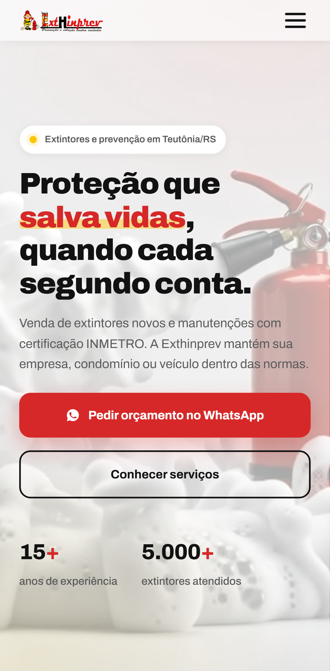Site Exthinprev em um celular
