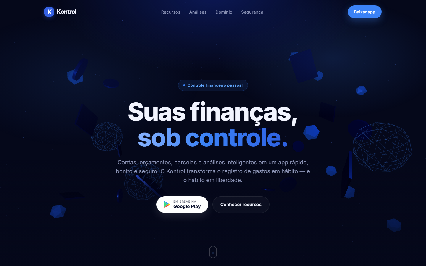 Site Kontrol em um navegador desktop