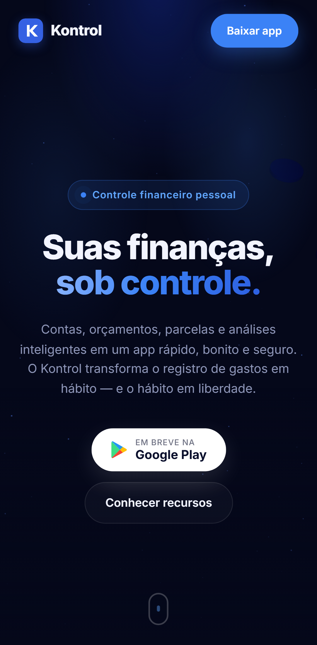 Site Kontrol em um celular