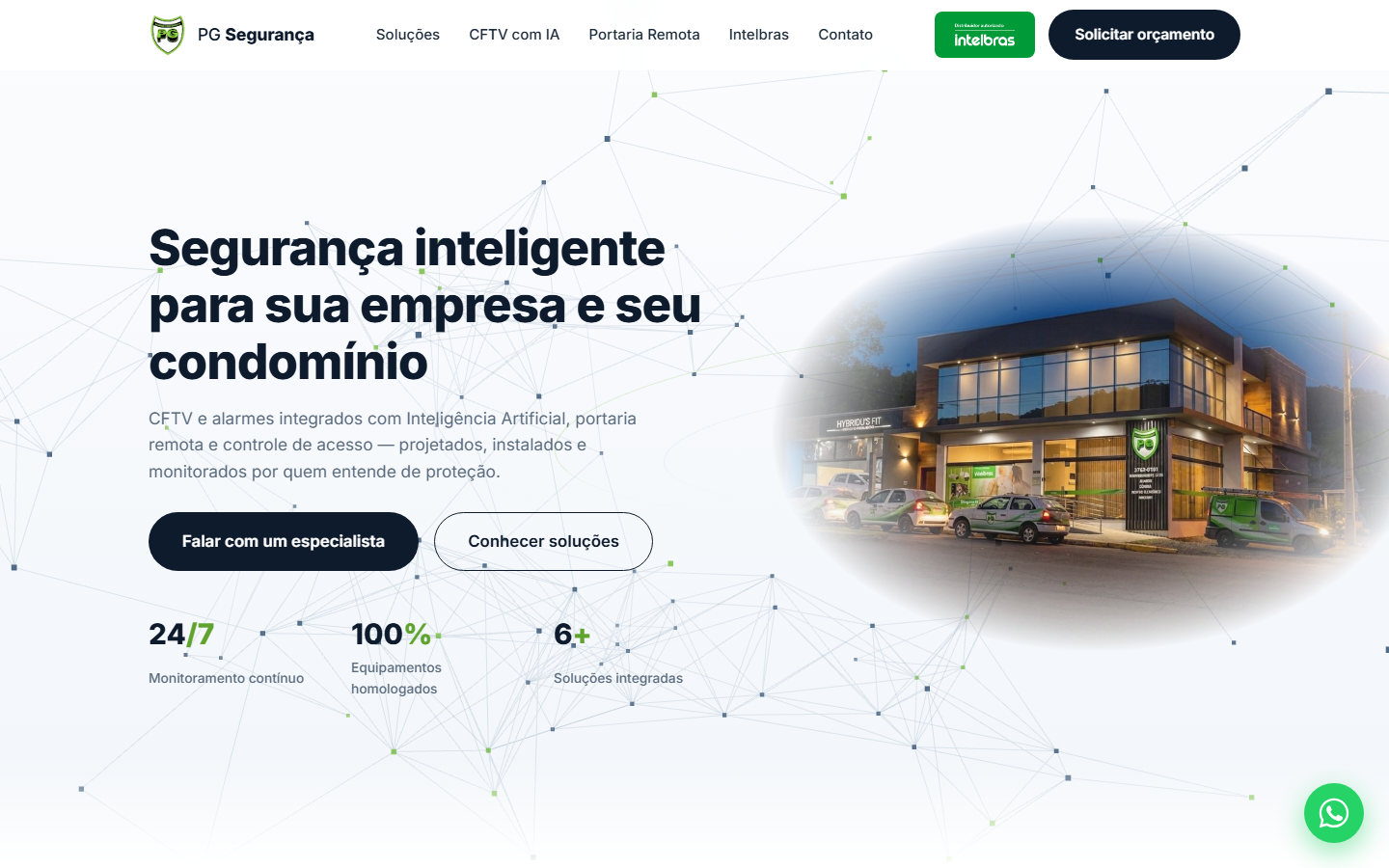 Site PG Segurança em um navegador desktop